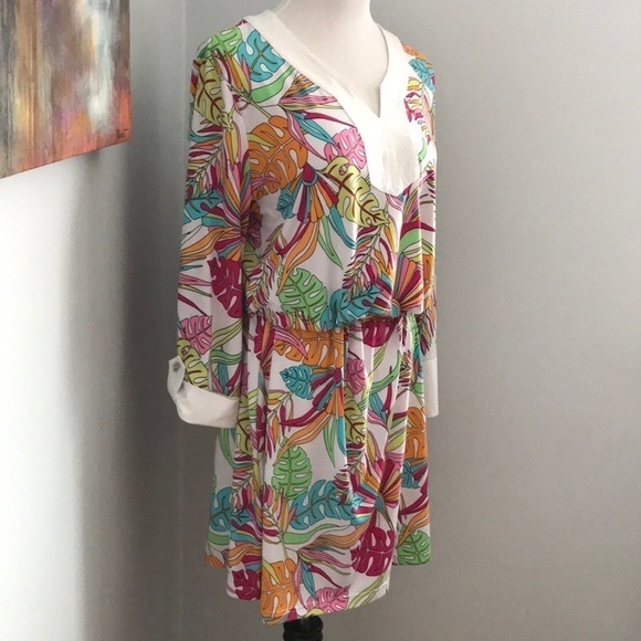 Tropical Banana Leaf Print Shift Dress - Picture 4 of 9